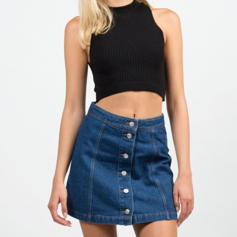 •Button Down Denim Skirt